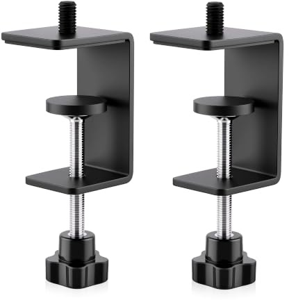 Jhanw 2-Pack Heavy Duty Adjustable C-Clamp with M8 Stud Mount - Steel Desk Clamp for Lamp, Microphone, Light Poles & Table | Multi-Purpose Clamps for Secure Mounting