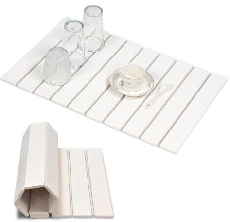 1 Tapis Egouttoir Vaisselle Diatomite Tapis Cuisine Tapis de Bain Diatomite Évier et Cuisine Tapis Vaisselle Absorbant Egouttoir Vaisselle Pliable,Blanc Egouttoir Vaisselle Sur Evier(39×60 CM)