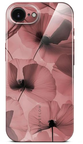 ONEFLOW Flower Cover für iPhone 16e Hülle in Floral Optik, Blumen Designer Case Handy Schutzhülle mit Kameraschutz, Hardcase dünne Handyhülle Blumenmuster, Weinrot