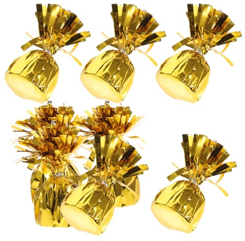ERINGOGO Lot de 8 Poids pour Ballons en Aluminium Doré Supports Lourds pour Ballons à L'Hélium Accessoires Décoratifs pour Fête Mariage Anniversaire et Centres de Table