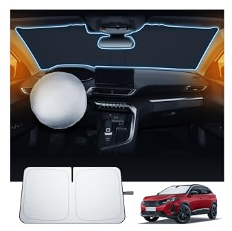 SKTU Parasol Parabrisas Delantero para Peugeot 3008 4008 2016-2022 2023, Parasol Plegable Protección UV, Cubierta de Parabrisas como Accesorio Peugeot 3008