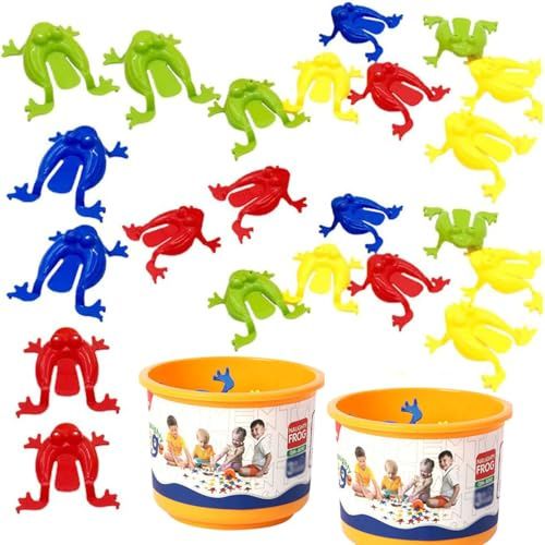 Springende Frösche, Frösche Hüpfen Spiel (24 Stück) Mit 2 Stück Interaktive Hüpfspiele, Hüpfspiel & Lernspielzeug In Leuchtenden Farben Für Kinder, Hüpfender Lustige Lehrreiche Spiele Für Ostern