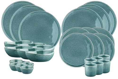 BJORN Geschirrset MAGMA COBALT 30-teilig aus Steinzeug mit reaktiver Glasur – Geschirrset 6 Personen mit Tellern, Schalen und Bechern – Modernes Geschirr Set