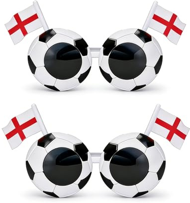 Jidkhfk 2PCS England Flag Soccer Sunglasses World Cup Themed Glasses with St George's Cross Design for Fans, Sports Parties & Game Day Celebrations (E)