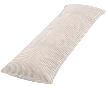 CozyKing Seitenschläferkissen mit Bezug 80 x 40 cm Cord Beige/Creme - Öko-Tex Zertifiziert - 40°C waschbar, perfekt als langes Lagerungs-Kissen u. Schlafkissen oder Schwangerschaftskissen/Stillkissen