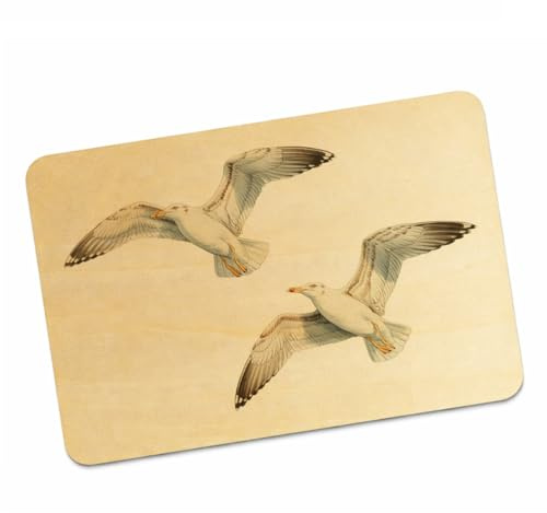 speecheese Postkarte aus Holz Möwen im Flug maritim für Küstenliebhaber | Natur trifft Maritime Kunst