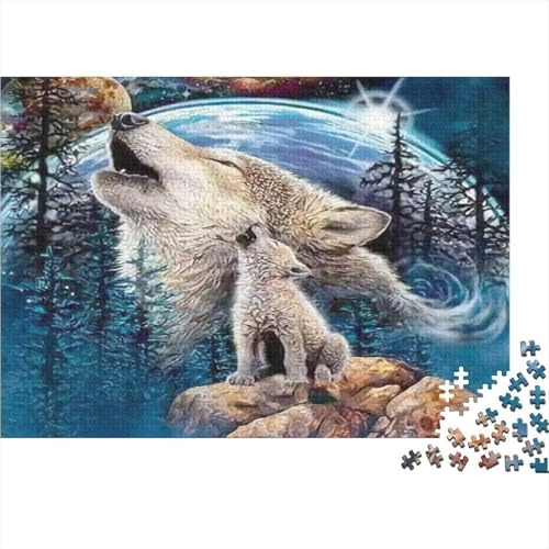 Waldwolf 1000 Teile Puzzle Papier Puzzle für Erwachsene Nachtlandschaft Natur Familienentspannung Stressabbau Heimdekoration Geschenk 52x38cm/1000pcs