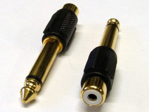 Sound Cables 6.35mm (1/4 inch) Mono Jack plug to RCA Phono Socket Gold Adaptors (Pack of 2)
