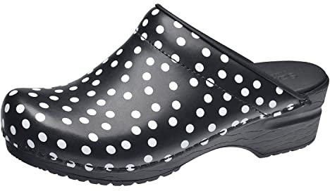 Sanita | Fenja offener Clog | Original handgemacht | Flexible Leder-Clogs für Damen | Anatomisch geformtes Fußbett mit weichem Schaum | Schwarz | 37 EU