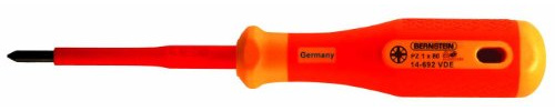 Bernstein Werkzeug KS-Schraubendreher PZ, Größe 2, Klingenlänge 100 mm mit 2-Komponenten Heft, 14-693 VDE