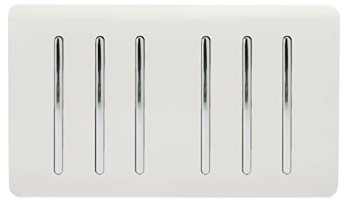 Trendi Artistic Modern Glossy 6 Gang 2 Way Rocker Double Plate Tactile Light Switch in White