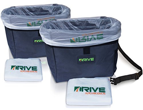 Drive Auto Lot de 2 poubelles de voiture étanches à suspendre avec sangle réglable noire et sacs poubelle – Accessoires de camion et de voiture pour homme et femme