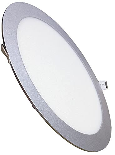 LED ATOMANT Panel LED Redondo 24W plano, Corte 280mm, Marco plata, Color Blanco Neutro (4500K), 2200 Lumenes, Driver incluido