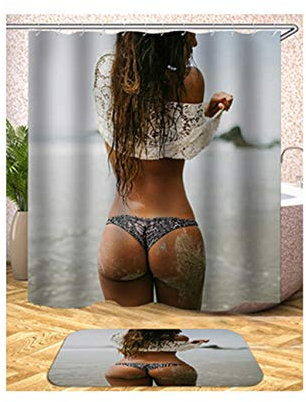 Bishilin 3D Duschvorhang Anti-Schimmel Sexy Frauen Vintage Duschvorhang 150x180 cm