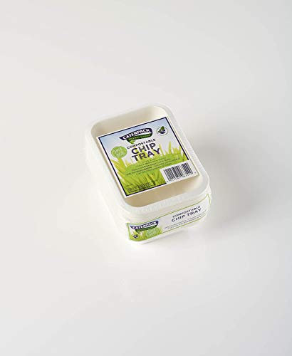 Caterpack Enviro Range Chip Trays 7 x 5 50 Pack. Disposable, Biodegradable chip Trays. Suitable for microwaving and Freezing, Water Repellent and greaseproof