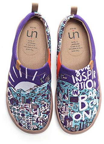 UIN Damen Herren Inspiration für Barcelona Reisen Gemalte Leinwand Slip-On Damenmode Kunst Sneaker Loafer Schuhe Unisex 42