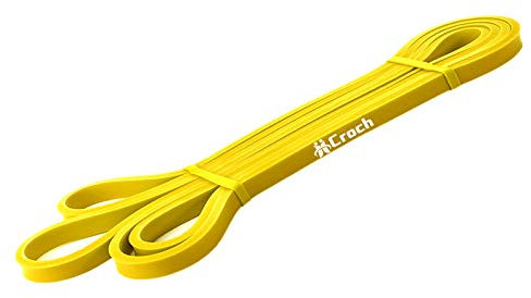 Croch Widerstandsband für Klimmzug aus Naturlatex Resistance Bands als Widerstand und Unterstützung für Klimmzug mit Übungsanleitung, Krafttraining und Muskelaufbau Gelb