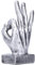 Pssopp Finger Statue Geste Skulptur Harz Finger Statue Hand Geste Schreibtisch Statuen Fingerskulptur Dekor Desktop Ornamente(Silber)