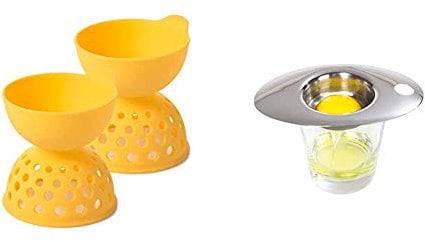 OXO Good Grips 2-Piece Silicone Egg Poacher Set & KitchenCraft Deluxe Egg Separator, Stainless Steel, Silver, 9 x 12 x 16 cm