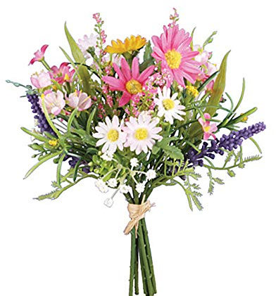 FloristryWarehouse Künstlicher Blumenstrauß mit Gänseblümchen, 20 cm hoch, Rosa