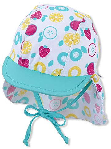 Sterntaler Baby - Mädchen Schirmmütze mit Nackenschutz Früchte Sonnenhut, Weiß, 47 EU