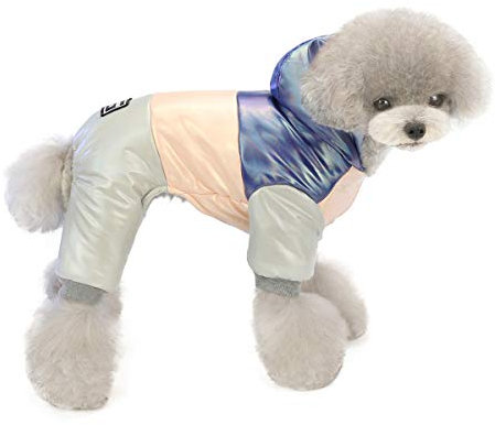 Izefia Hundemantel Winddichte Jacke Kaltwettermantel 4 Beine Warmer Hundeoverall Winter Dicke Kleidung Hundemantel für Kleine Hunde Mittlere Katze