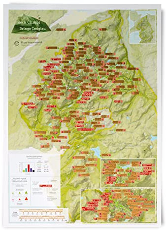 Maps International - Impresión de Snowdonian Climbs - Póster de regalo - 42 (h) x 59,4 cm (w)