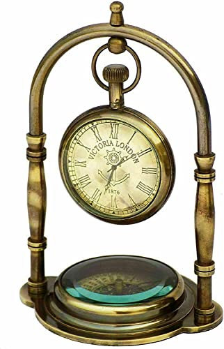 Generic Messing Antik Tischuhr, 15,2 cm, batteriebetrieben, Kompass, Geschenkartikel