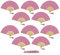 Pack of 10 Paper Handheld Folding Fan with a Tassel and Grade A Bamboo Ribs for Women Girls Summer Party Favour Birthday Wedding Gift (Soft Pink)