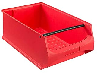 Rote Sichtlagerbox 5.1 mit Griffstange | HxBxT 20x30x50cm | 21,8 Liter | Sichtlagerbehälter, Sichtlagerkasten, Sichtlagerkastensortiment, Sortierbehälter