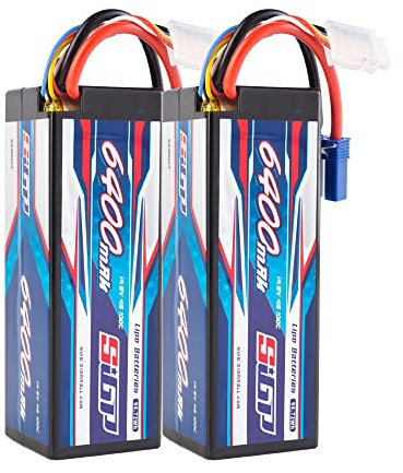SIGP 4S Batterie Lipo 14,8 V 6400mAh 100C Coque Rigide avec Bouchon Deans EC5 pour Voiture RC Camion Bateau Véhicule Véhicule Buggy Racing Hobby 2 Packs