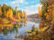 Diamond Painting Set, Bild mit Motiv Flusslandschaft und Zubehör, Größe ca. 35 x 25 cm, Bastelset zum Malen mit Glitzersteinchen für Kinder ab 5 Jahren