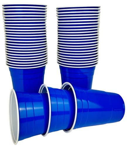 Vitavalley 50 blaue Party-Cups (473ml) - wiederverwendbare & robuste Plastikbecher - ideal für Deine Feier