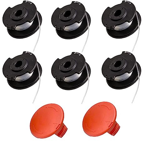 Viilich 6 Stück Ersatzfadenspule,für Einhell Akku-Rasentrimmer GE-CT 18/28 Li,GE-CT 18/28 Li TC und GE-CT 18/260 Li,für Einhell Ersatzfadenspule TLE-03,Spulenabdeckung TLE-03-1(6 spule+2 abdeckung)