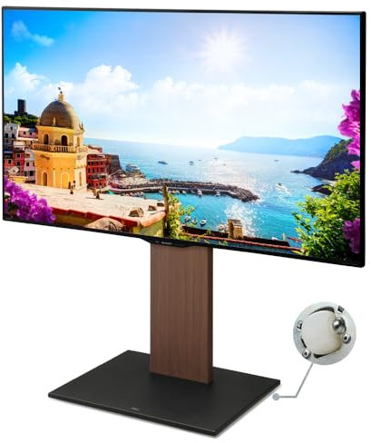 WALL V2 Caster Low Type | Japanisch Rollender, verschiebbar und Freistehender 32-60 Zoll Universal TV-Ständer mit verdeckten Rollen | Walnuss