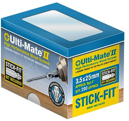 Ulti-Mate Woodcrews - Bright Zinc Plated - 3.5 x 25mm - Box of 200