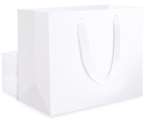 EUSOAR Geschenktüten Weiss mit Henkel - 250gsm Verdickte Papiertüten Weiß Klein- 20 stück S 22x10x18cm Geburtstag Hochzeit Papiertragetasche - Small Paper Gift Bags Geschenktaschen Weiß