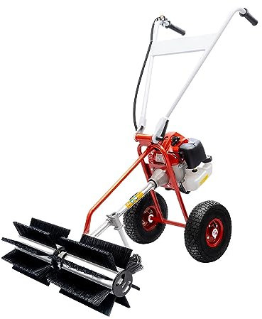 Benzin Kehrmaschine 43 CC 2-Takt Kehrbesen Schneeschieber Elektrostarter Motorbesen SchneefräSe für die Beseitigung von Laub und Schnee