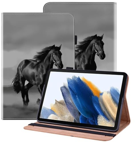 BOLELAW Hülle für Amazon Fire HD 10 / Amazon Fire HD 10 Plus (13./11.Gen,2023/2021) 10.1 Zoll - Hülle mit Stifthalter, Hochwertige PU-Lederhülle Stilvolle Schutzhülle, Schwarzes Pferd