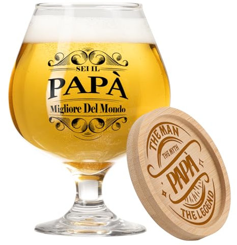 PRSTENLY Regalo Papà, Bier Vetro + Costo Bambus Regalo Papa Natale, Idee Regali per Papà Uomo Natale Compleanno Festa Della Papà, SEI IL PAPÀ MIGLIORE DEL MONDO