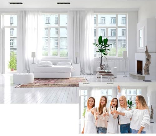 MIRRORANG 2,2 x 1,5 m Innendekoration, Hintergrund, Wohnzimmer, Vorhang, Fensterdekoration, Hintergrund für Fotografie, Büro, Innenraum, Dekoration, Pflanzen, weiße Möbel, Kinder, Erwachsene,