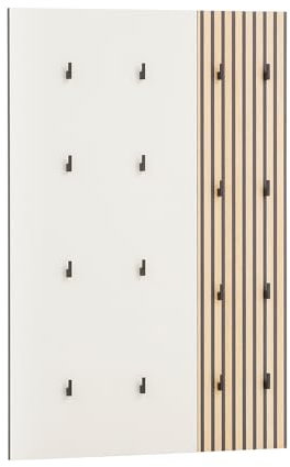 Lomadox Garderobenpaneel Flur Garderobe Hakenpaneel Wandpaneel 8 Kleiderhaken Kleiderständer modern in beige mit Eiche Natur
