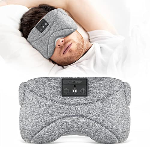 Flashmen Bluetooth Sleep Mask Headphone with White Noise Blackout Light Ice-Feeling Extra Soft Modal Lining Sleep Eye Mask Ultra-Thin Sleeping Headphones