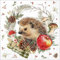 20 Servietten Herbst Igel im Herbstkranz als Tischdeko. Papierservietten mit Motiv. Auch für Decoupage und Serviettentechnik 33x33cm
