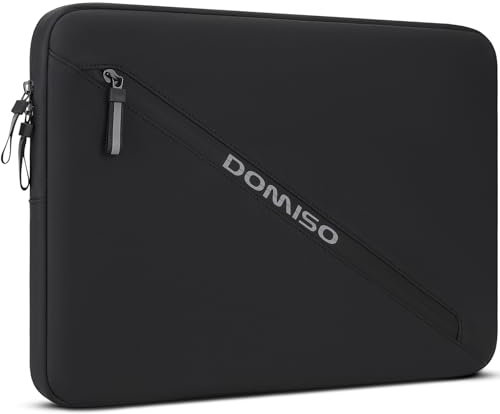 DOMISO Funda para portátil de 17,3 Pulgadas,Impermeable Bolsa de Transporte para Ordenador Letras Impresas para 17,3 Notebook Thinkpad Ideapad HP DELL MSI Chromebook Surface Laptop,Negro