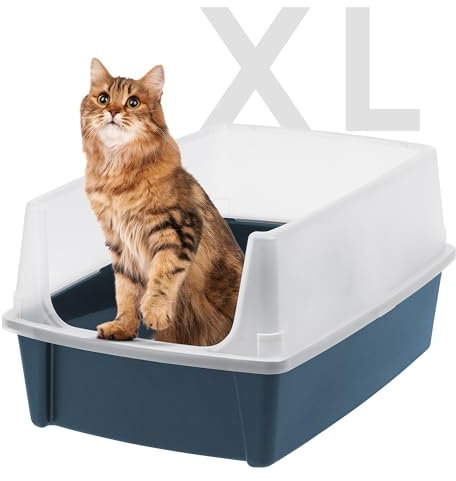 IRIS USA XX-Large Katzentoilette, offene Oberseite, extra große Katzentoilette für große Katzen und Haushalte mit mehreren Katzen, hochseitiger Streuschutz, leicht zu reinigen, 76,2 cm L x 50,8 cm B x