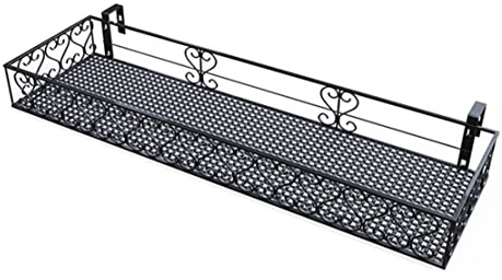 Blumentopf zum Aufhängen auf dem Balkon, quadratisch, aus Eisen, mit Haken, Blumenregal für Terrassengeländer, wasserdichter Blumentopfhalter, für Terrasse, Veranda oder Zaun (Größe: 80 x 25