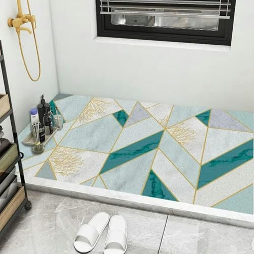 Luffa-Badematte mit Abfluss, weiche Massage-Duschfußmatte, rutschfeste Duschwannenmatte für Duschkabinen, große Anti-Fall-Badematte aus PVC für Haustiere/Kinder/Ältere - Geometrie B-60 * 110 cm