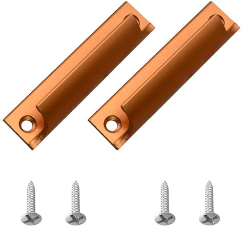 Oiieco Balkontürgriff Außen, Aluminium Schiebetürgriff, Terrassentür Griff, Drawer Curved Handle Pull, Balkonschiebetürgriff, 2 Stück mit 4 Schrauben (Roségold)