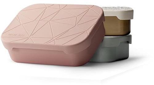 MAMEIDO Brotdose Edelstahl 1200ml, mit flexiblem Trenner & Silikondeckel, Lunchbox Erwachsene, leichte Vesperbox Kinder, Brotbox Kinder mit Fächern (Cotton Candy, 1,2l)